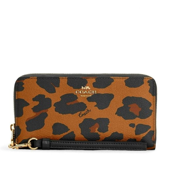 Coach Handbags - Coach Long Zip Around Wallet With Leopard Print 6428